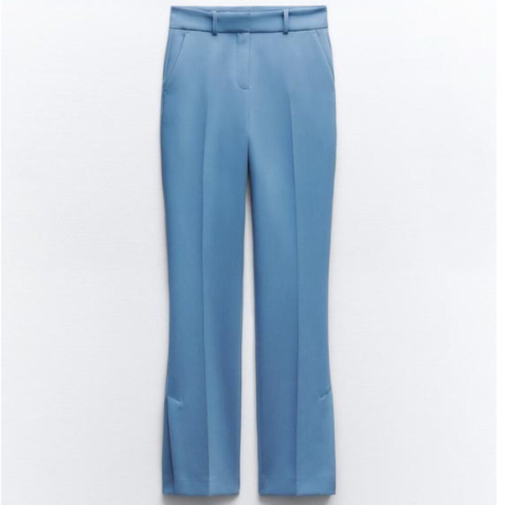 Zara Blue MID RISE TROUSERS